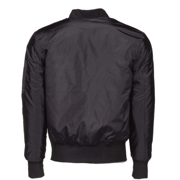 Allan’s black Nylon flight jacket with ribbed waist - Image 2