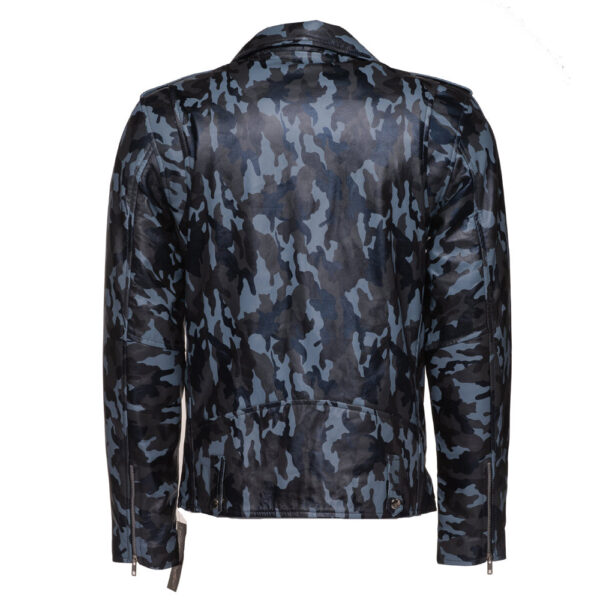 Aman Dowling’s Blue Camouflage biker style jacket - Image 2