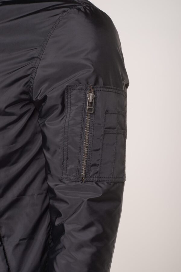 Allan’s black Nylon flight jacket with ribbed waist - Image 3