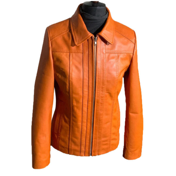 Amelia Women’s orange leather jacket