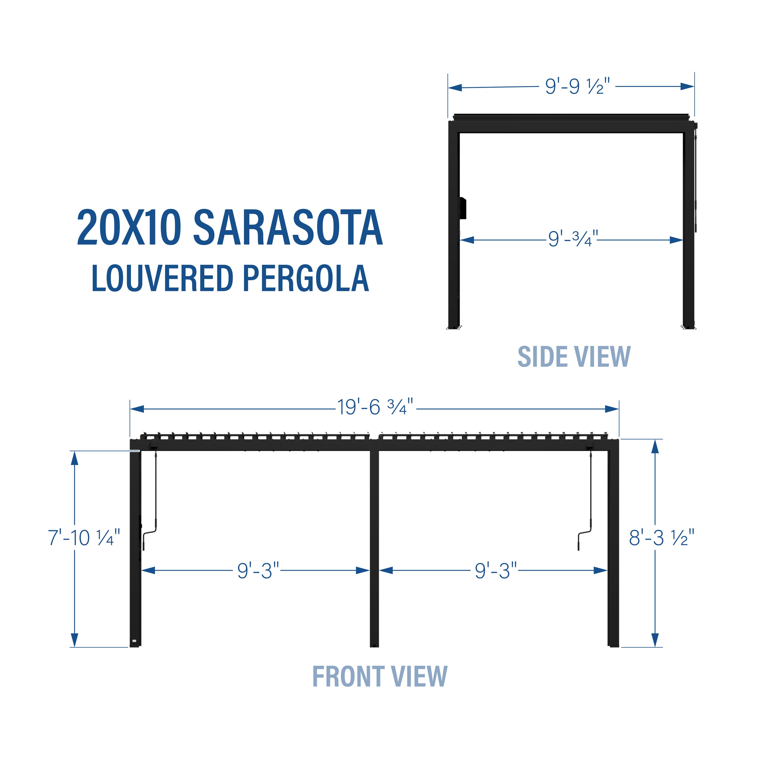 20x10 Sarasota Steel Louvered Pergola - Image 3