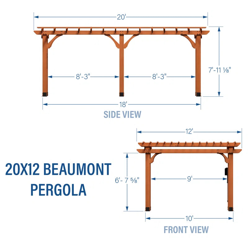 Beaumont 20 X 12 All Cedar Wooden Pergola
