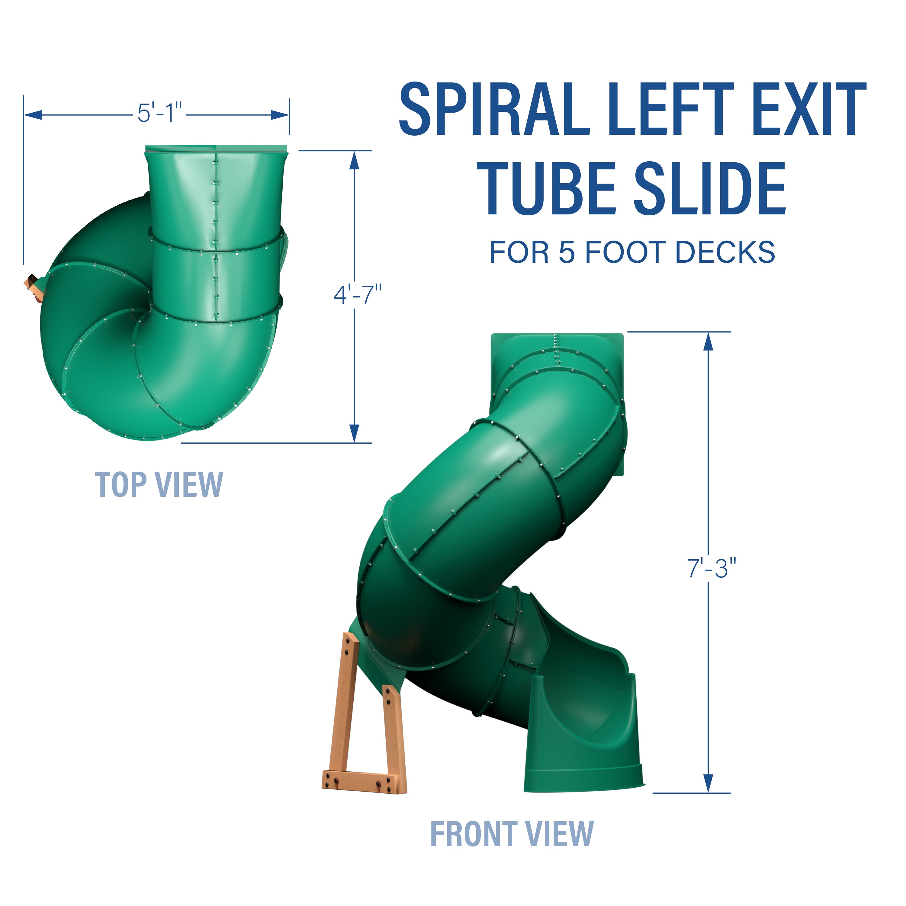 Spiral Left Exit Tube Slide for 5 Foot Decks - Image 3