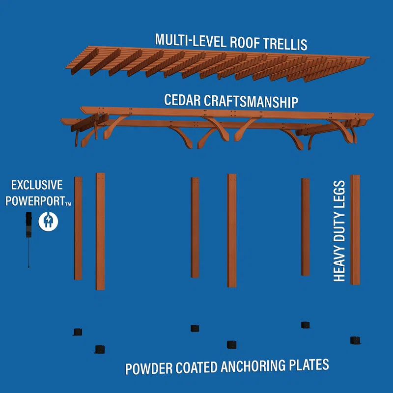 Beaumont 20 X 12 All Cedar Wooden Pergola