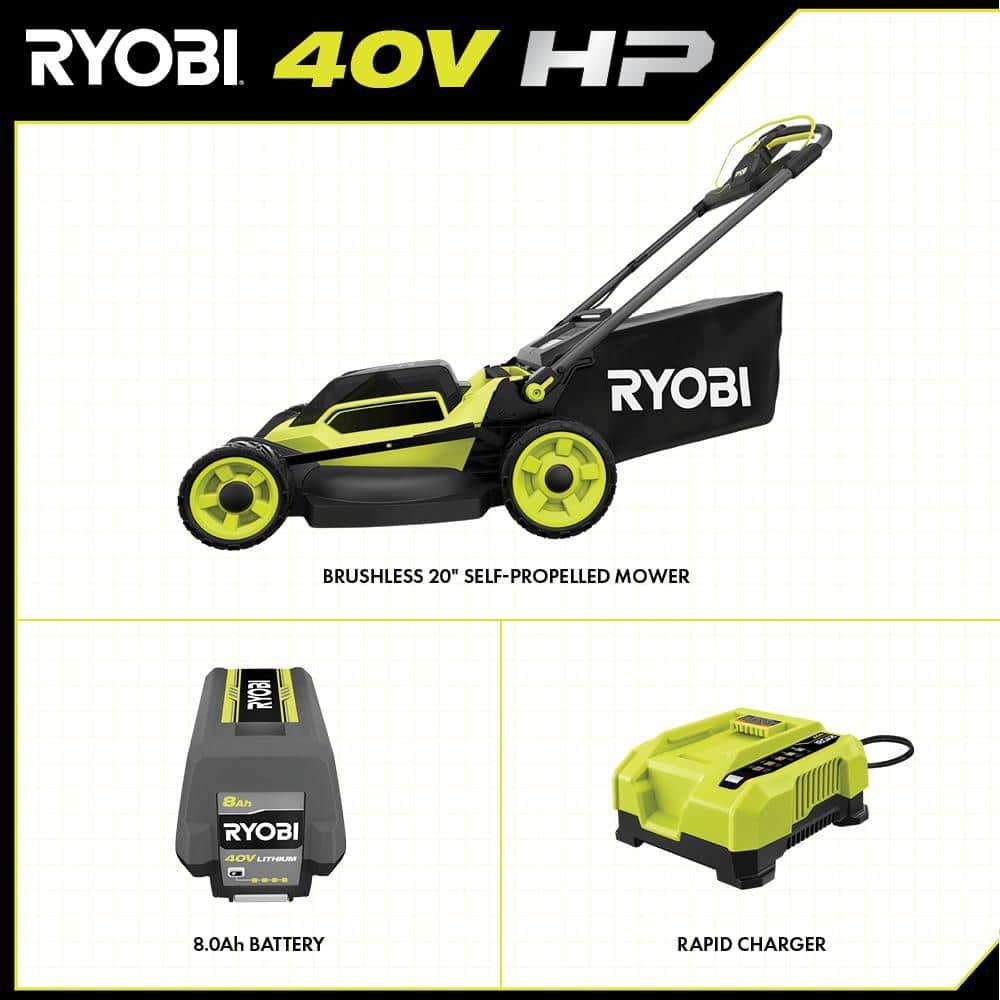 40V HP Brushless 20 in. Cordless Electric Battery Multi-Blade Walk Behind Self-Propelled Mower - 8.0Ah Battery & Charger - Image 3